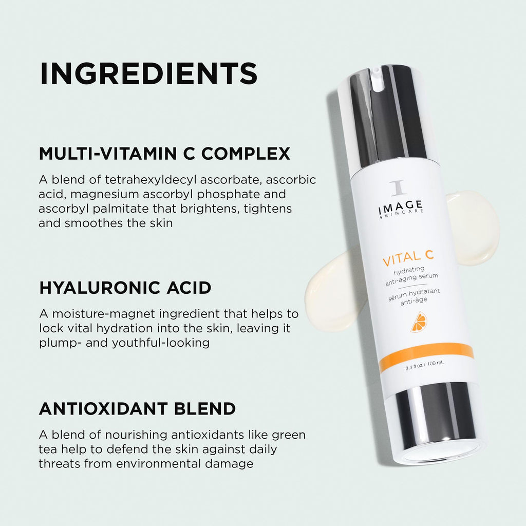IMAGE Skincare, VITAL C Hydrating Face Serum, with Vitamin C and Hyaluronic Acid, to Brighten, Tone and Smooth Appearance of Wrinkle
